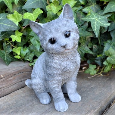 楽天市場】猫の置物 サバトラ猫 子猫 N13642 キャット ガーデン