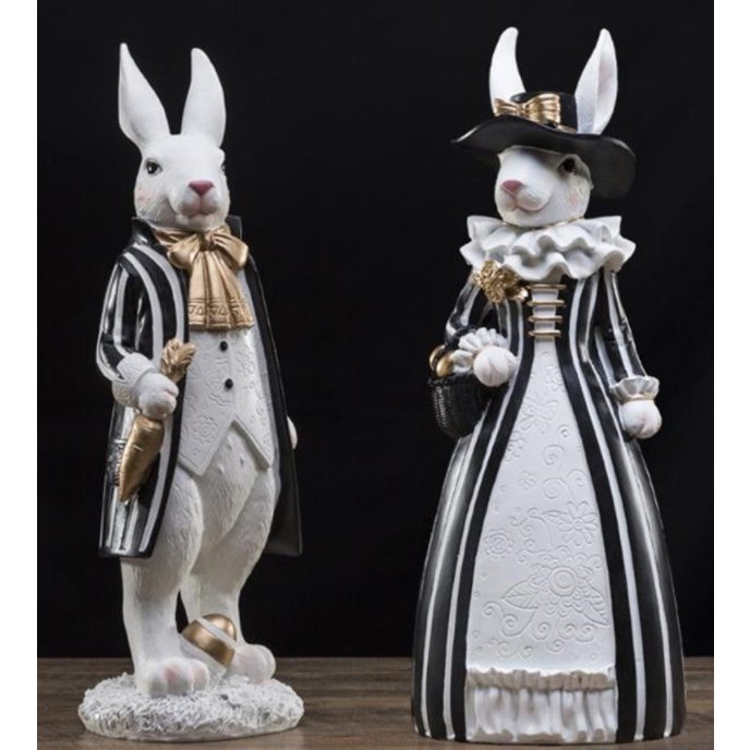 楽天市場】ウサギ 置物 貴族風 オブジェ アンティーク調 インテリア