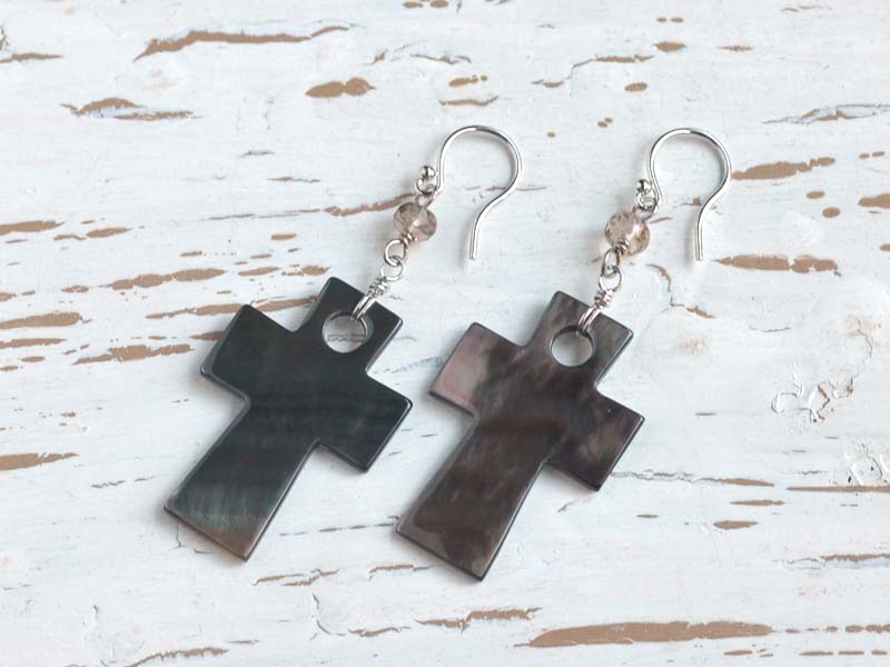 楽天市場】イヤリング ピアス 黒蝶貝 ブラック シェル スモーキー