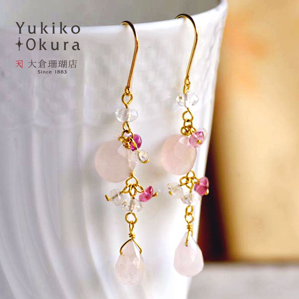 楽天市場】ローズクォーツ イヤリング ピアス ピンクトルマリン フェル