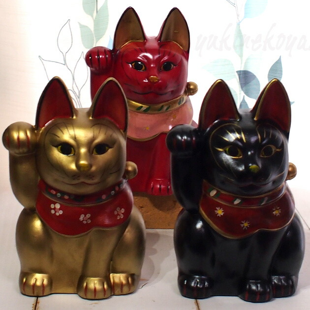 楽天市場】古色三河招き猫 大正ロマンの復刻版 レトロ招き猫 赤猫 大