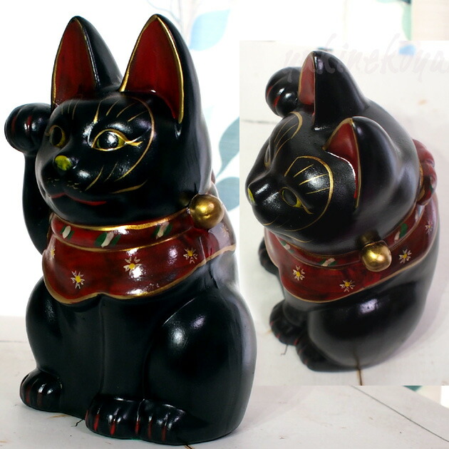楽天市場】古色三河招き猫 大正ロマンの復刻版 レトロ招き猫 黒猫 大