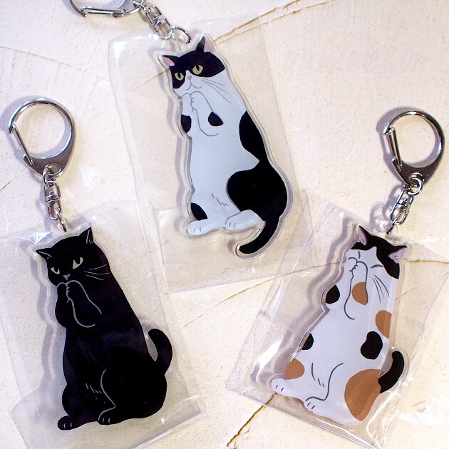 楽天市場】猫のアクリルキーホルダー お願いにゃんこ 招福 キーリング