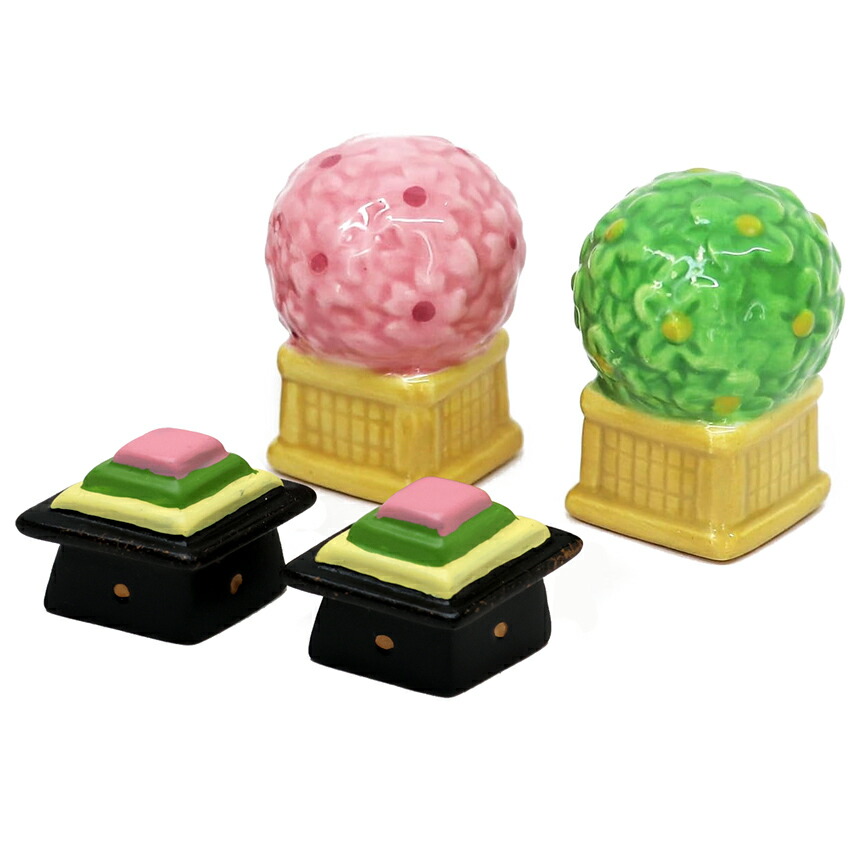 楽天市場】雛人形小道具 ひな道具 ミニ 菱餅 桜橘 高さ4cm 陶器製 道具