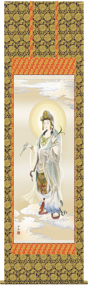 楽天市場】掛軸 掛け軸 雲上観音 小野洋舟 尺五立 約横54.5×縦190cm