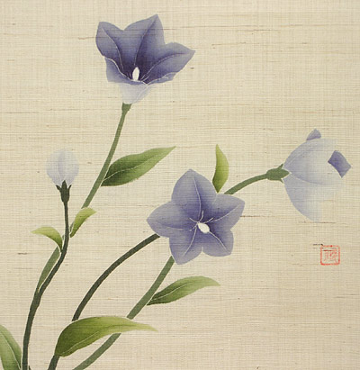 専用です！狂言のれん 暖簾 月 桔梗 和染 専用です！狂言のれん 暖簾