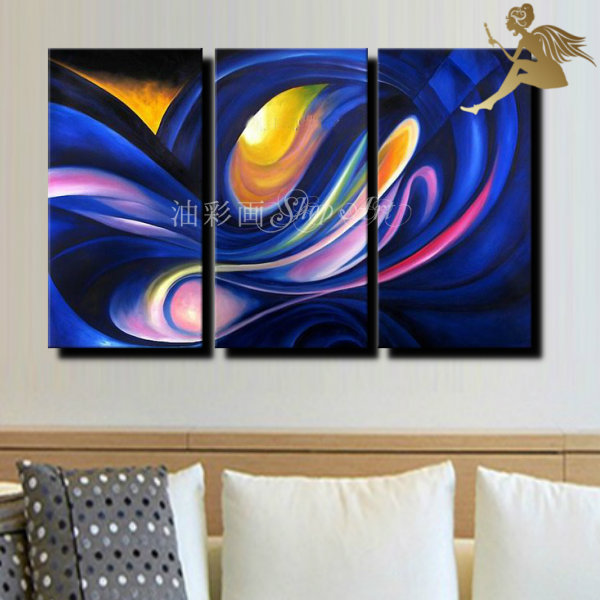 楽天市場】モダン インテリア アートパネル/3パネルSET『青いぐるぐる