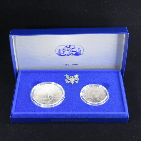 楽天市場】アメリカ 自由の女神 1ドル銀貨・50セント白銅貨セット 1986