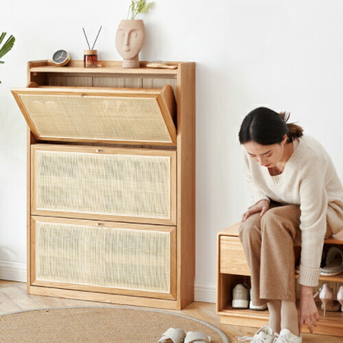 楽天市場】【YESWOOD 公式】【在庫処分】下駄箱 幅68cm ラタン 藤