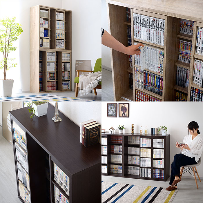 楽天市場】ダブルスライド式 本棚 ラック 奥深タイプ900幅 2個セット