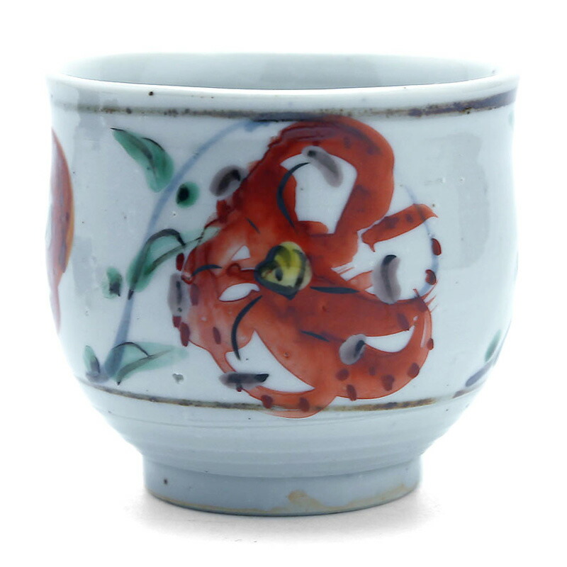 九谷名匠 須田菁華作　湯呑 楽天市場】九谷焼：染付錆絵千筋文湯呑・須田菁華《湯呑み・7.3cm