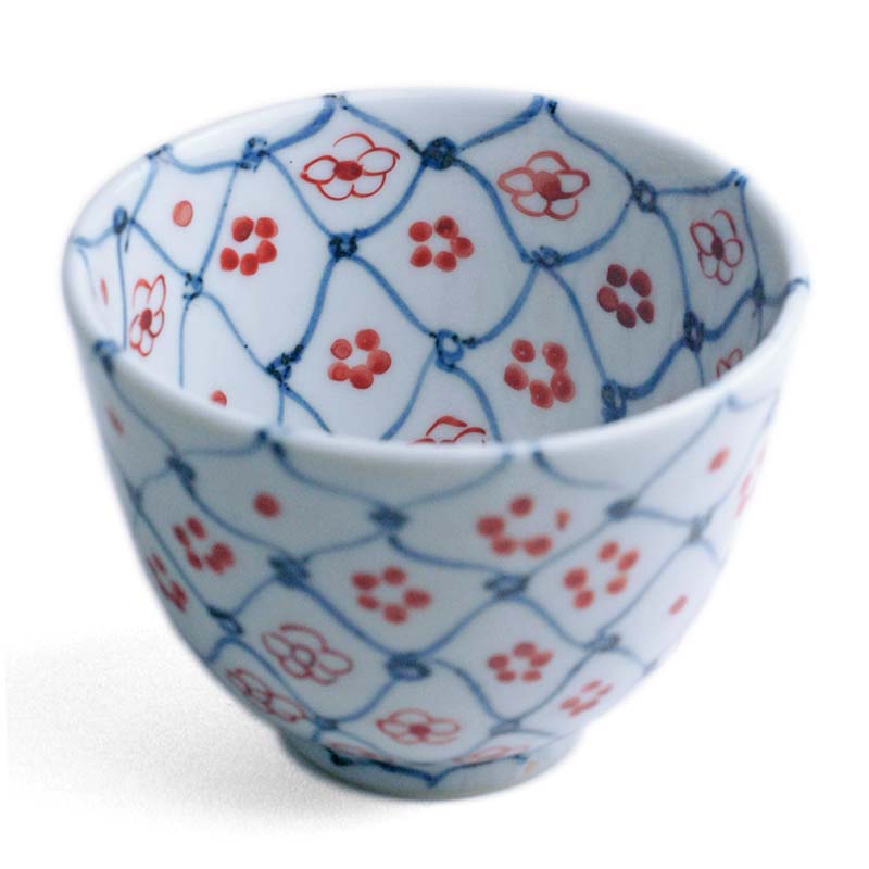 楽天市場】九谷焼：天啓赤絵花網文茶碗・須田菁華《汲出・ぐい呑み
