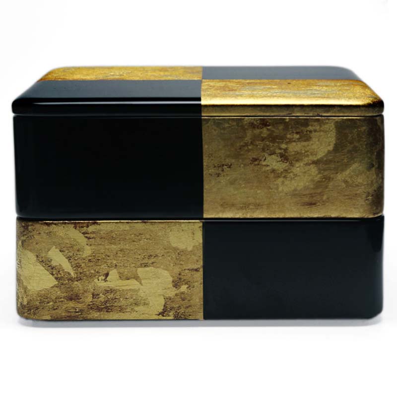 楽天市場】漆器・輪島塗：黒内朱六五重[市松箔絵]・二段一蓋・奥田志郎