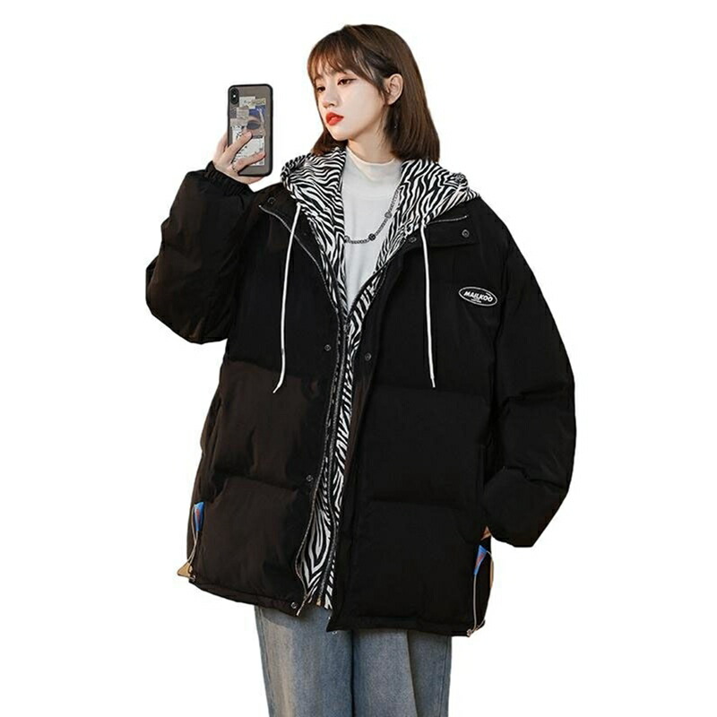 楽天市場】【20%OFFクーポン〜】重ね着風 ゼブラ柄 ダウンジャケット