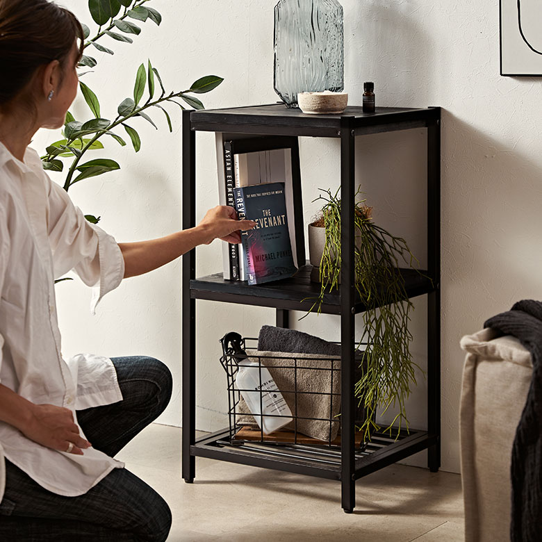 楽天市場】棚 ラック スリム 幅40 オープンラック 3段 黒 木製