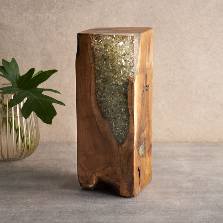 楽天市場】ガラス オブジェ 木製 置物 おしゃれ チーク材 レジン