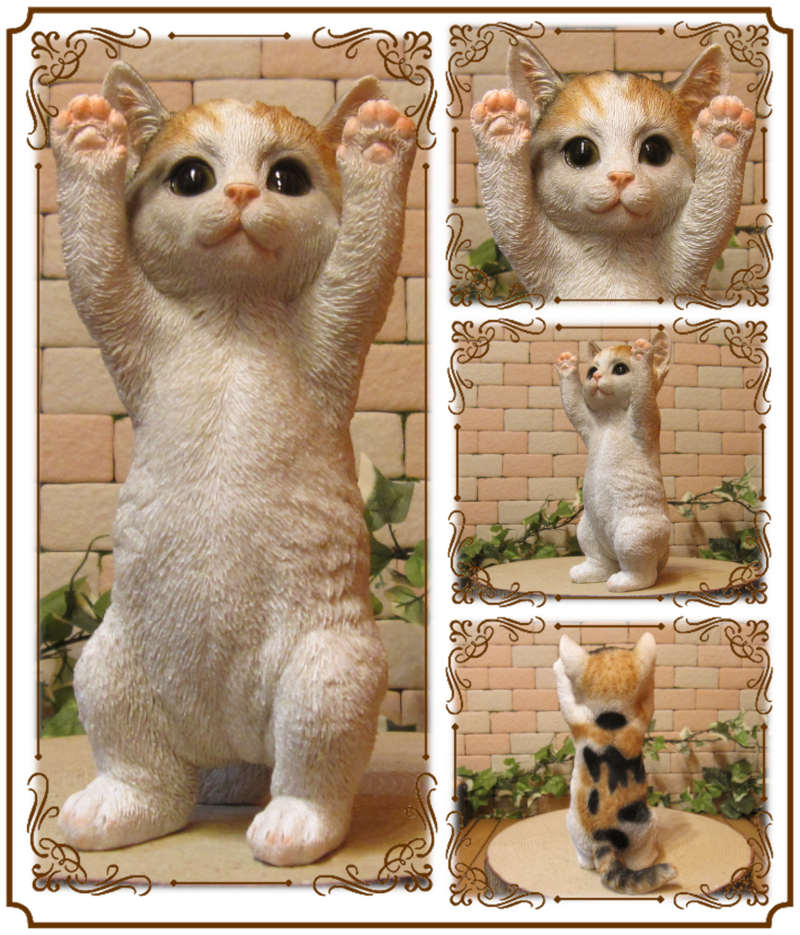 楽天市場】猫 置物 リアル みけねこ ミケネコ キャット リアルな猫の