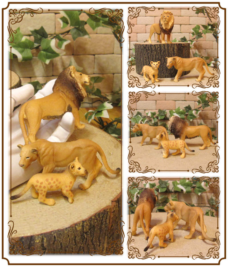 楽天市場】ライオンの置物 ライオンの親子 3点セット リアルな