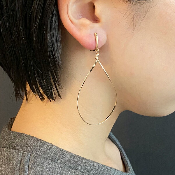 楽天市場】イヤリング 大ぶり ゴールド ホワイト クリップ式 しずく型