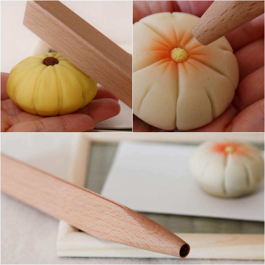 楽天市場】KENNKUNN 和菓子道具セット 【 4種類の木彫千筋板、針切り箸
