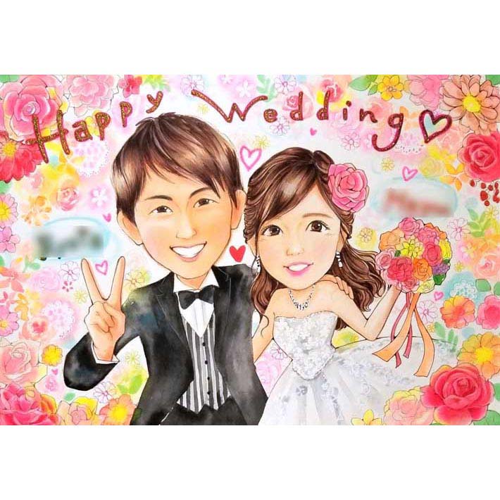 楽天市場】似顔絵ウェルカムボード 結婚式で新郎新婦の笑顔の似顔絵が