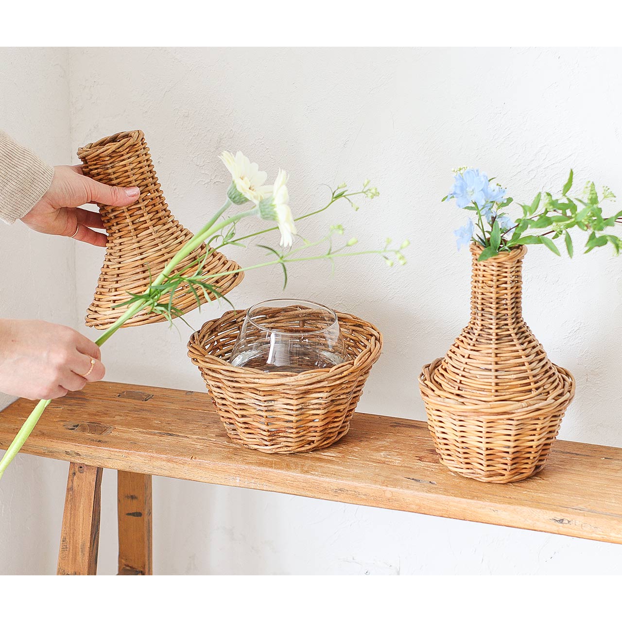 楽天市場】【公式】フラワーベース おしゃれ 花瓶 ラタン アラログ 藤