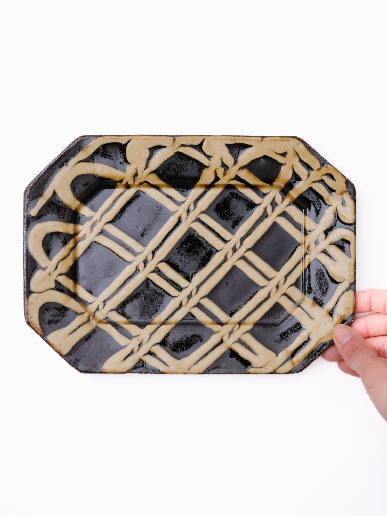 スリップウェア 長八角皿/中 26-e2 | 商品 | つたう