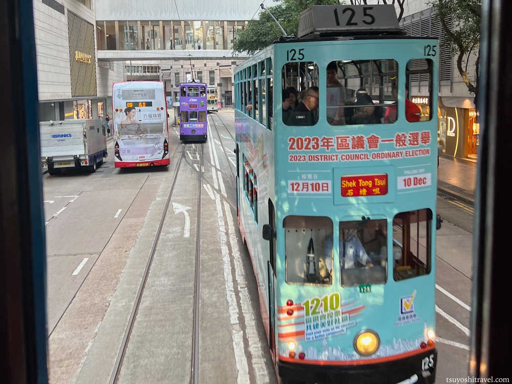 香港島の北側を東西に結ぶ2階建ての路面電車「香港トラム」に初乗車