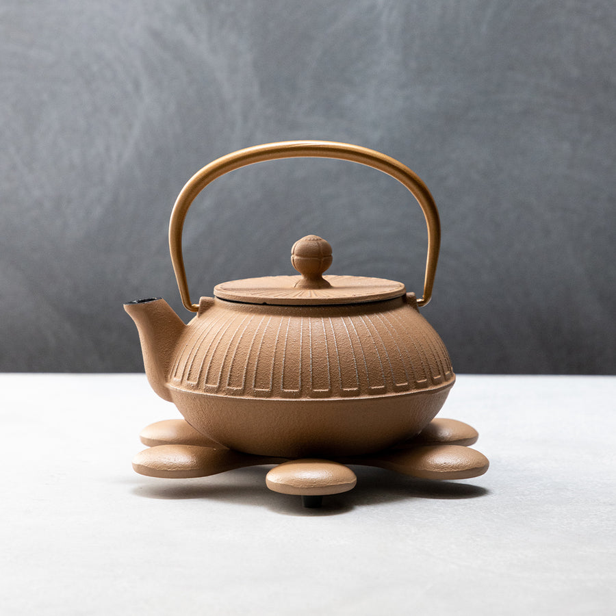 ガラス専門店｜南部鉄器｜岩鋳｜急須5型菊 ベージュ – TSUCHI-YA