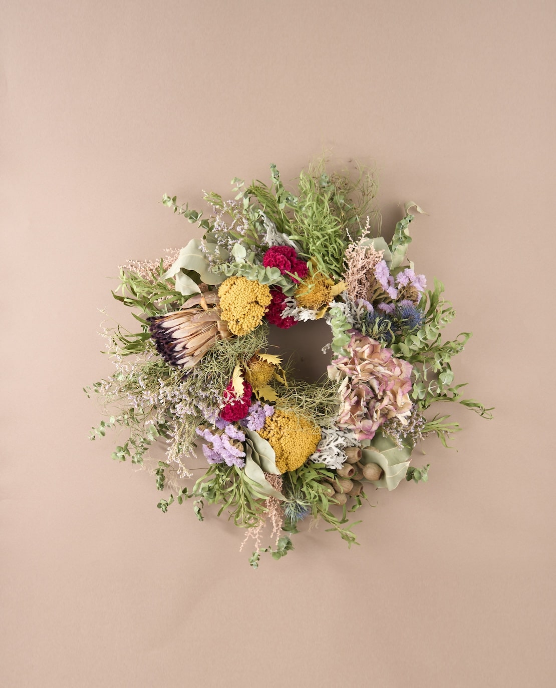 ドライフラワーのリース│土と風の植物園