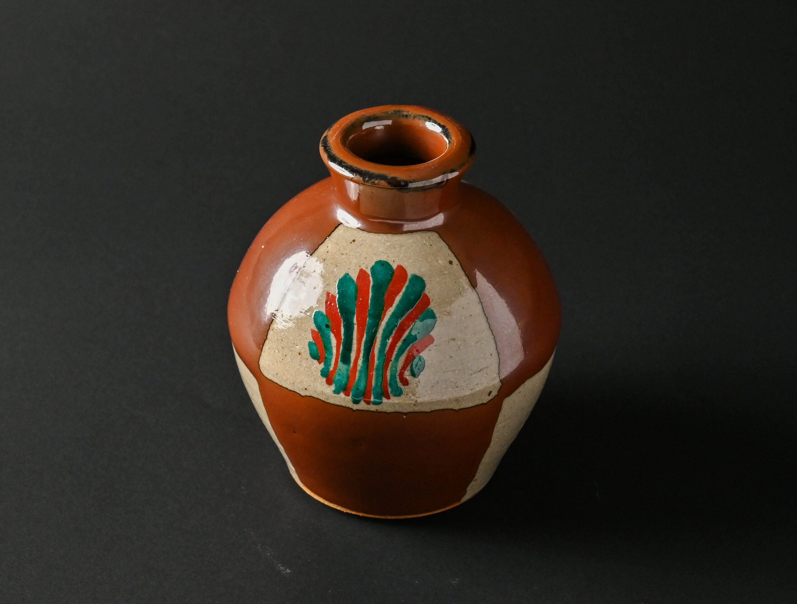 濱田友緒_柿釉赤絵花瓶｜黒のつかもと｜｜益子焼つかもと｜益子焼最大