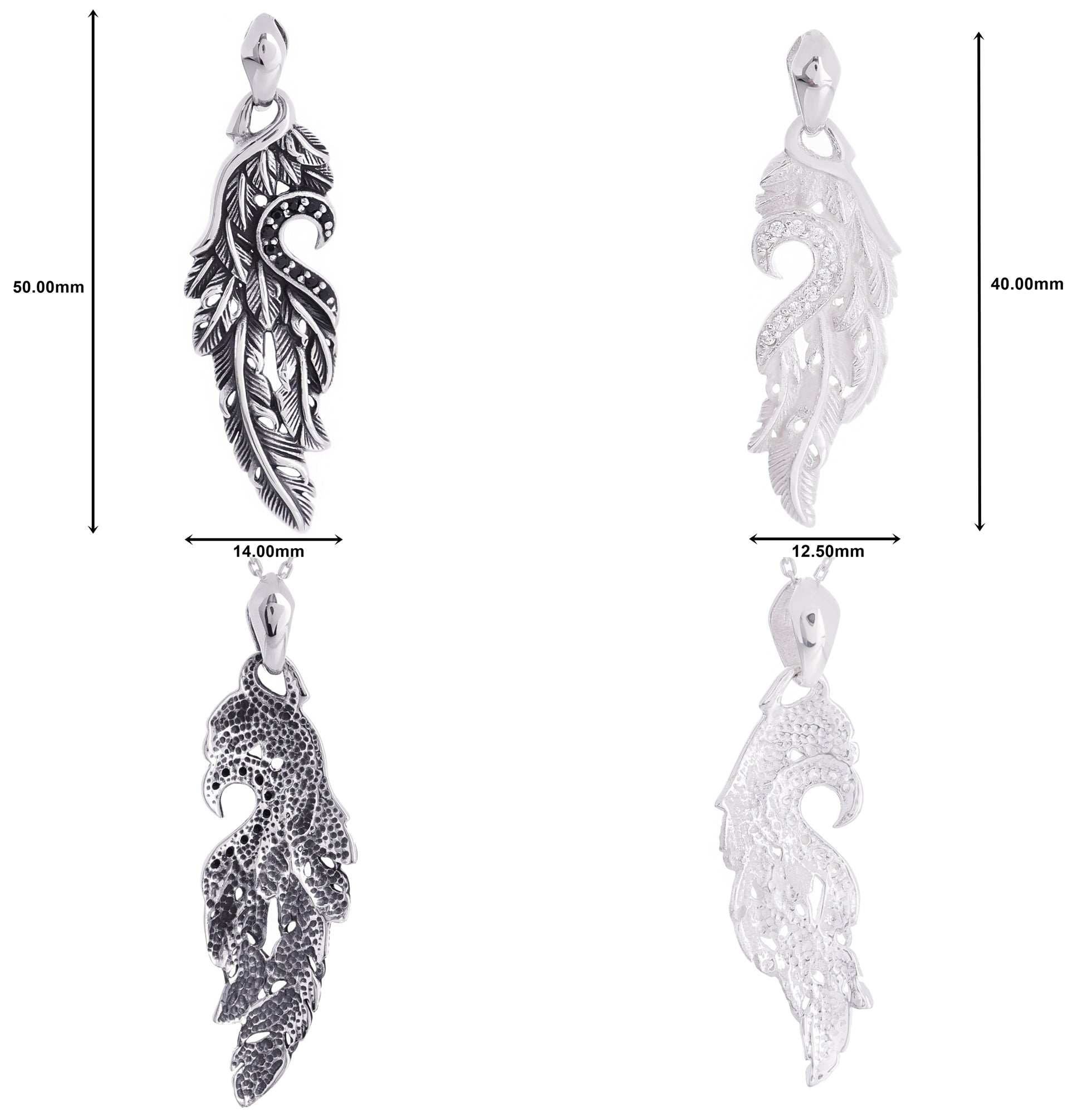 ペア ネックレス シルバー925 フェザー 羽 ハート カップル お揃い