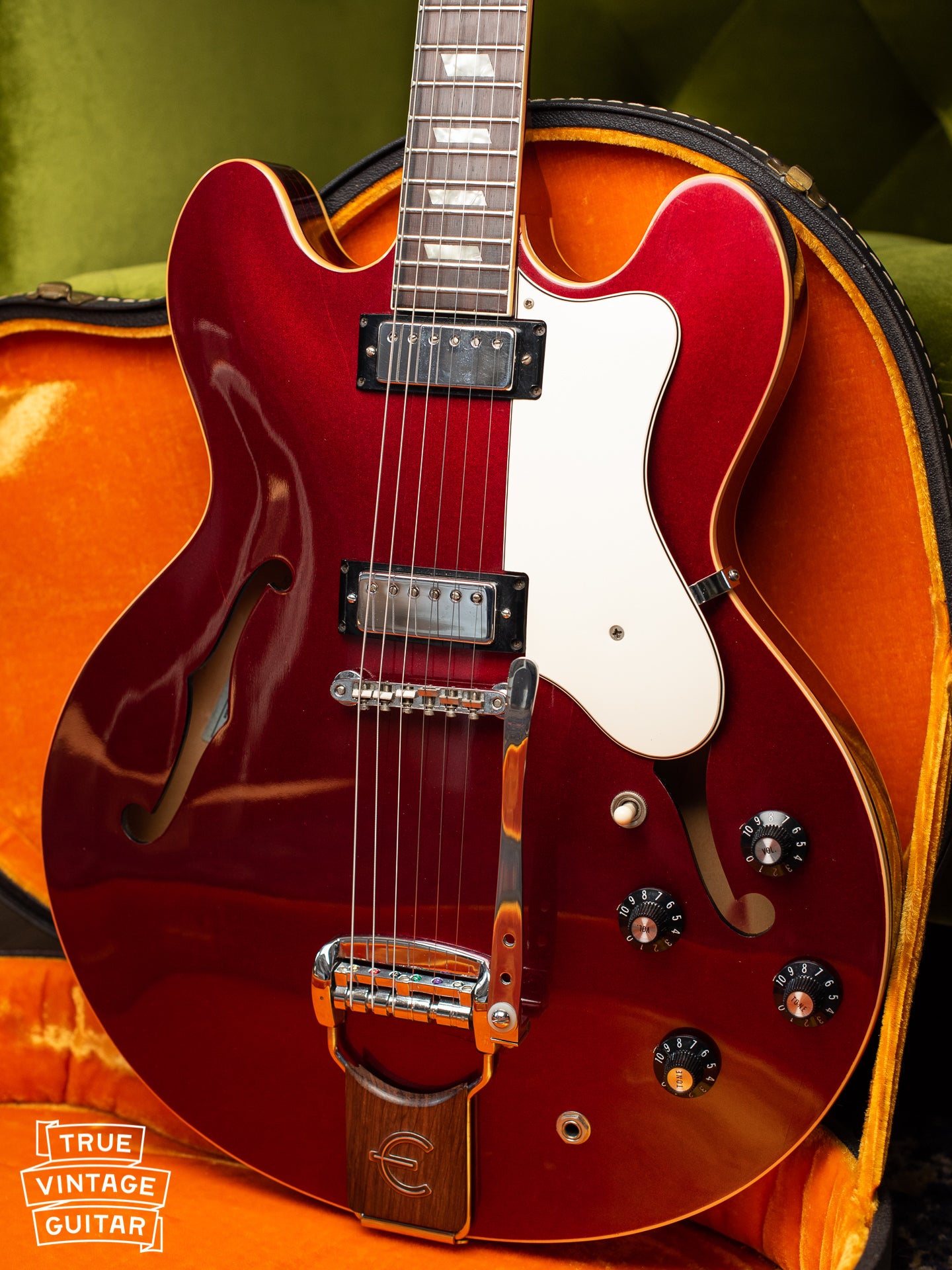 1967 Epiphone Riviera Sparkling Burgundy – True Vintage Guitar