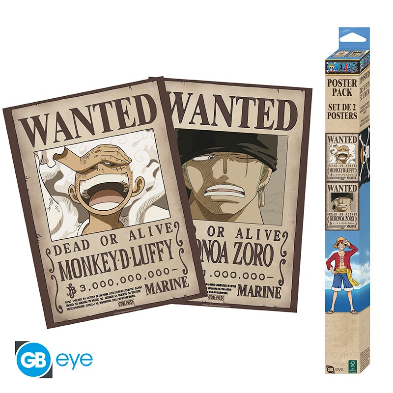 ONE PIECE - Set 2 Posters Chibi 52x38 - Wanted Luffy & Zoro x4