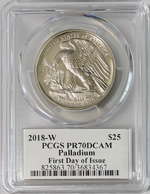動画あり】2018-W年パラジウム イーグル25ドルPCGS-PR70DCAMファースト