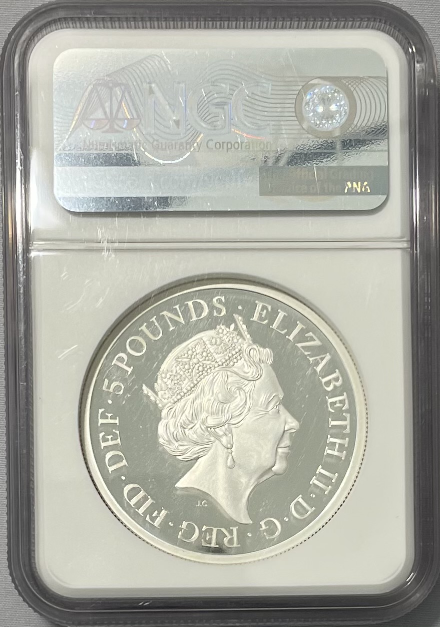 グレートブリテン2019年ウナとライオンプルーフ 2オンス5ポンド銀貨NGC