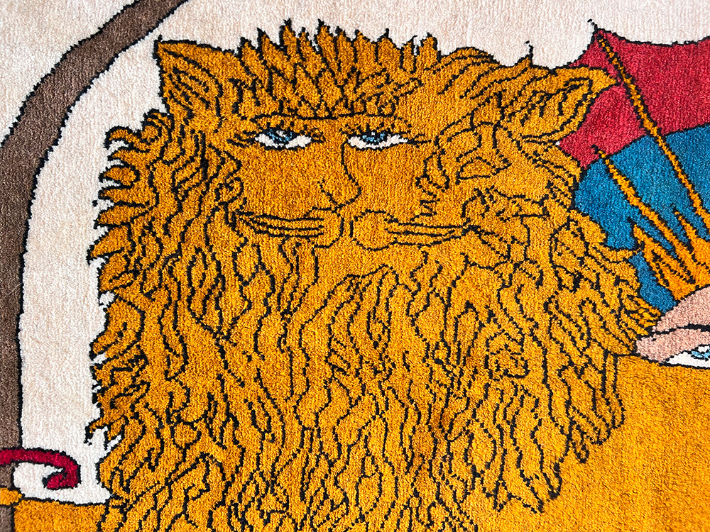 ライオン＞ シラーズ産・ペルシャ絨毯／Size:150×99／大阪／豊中