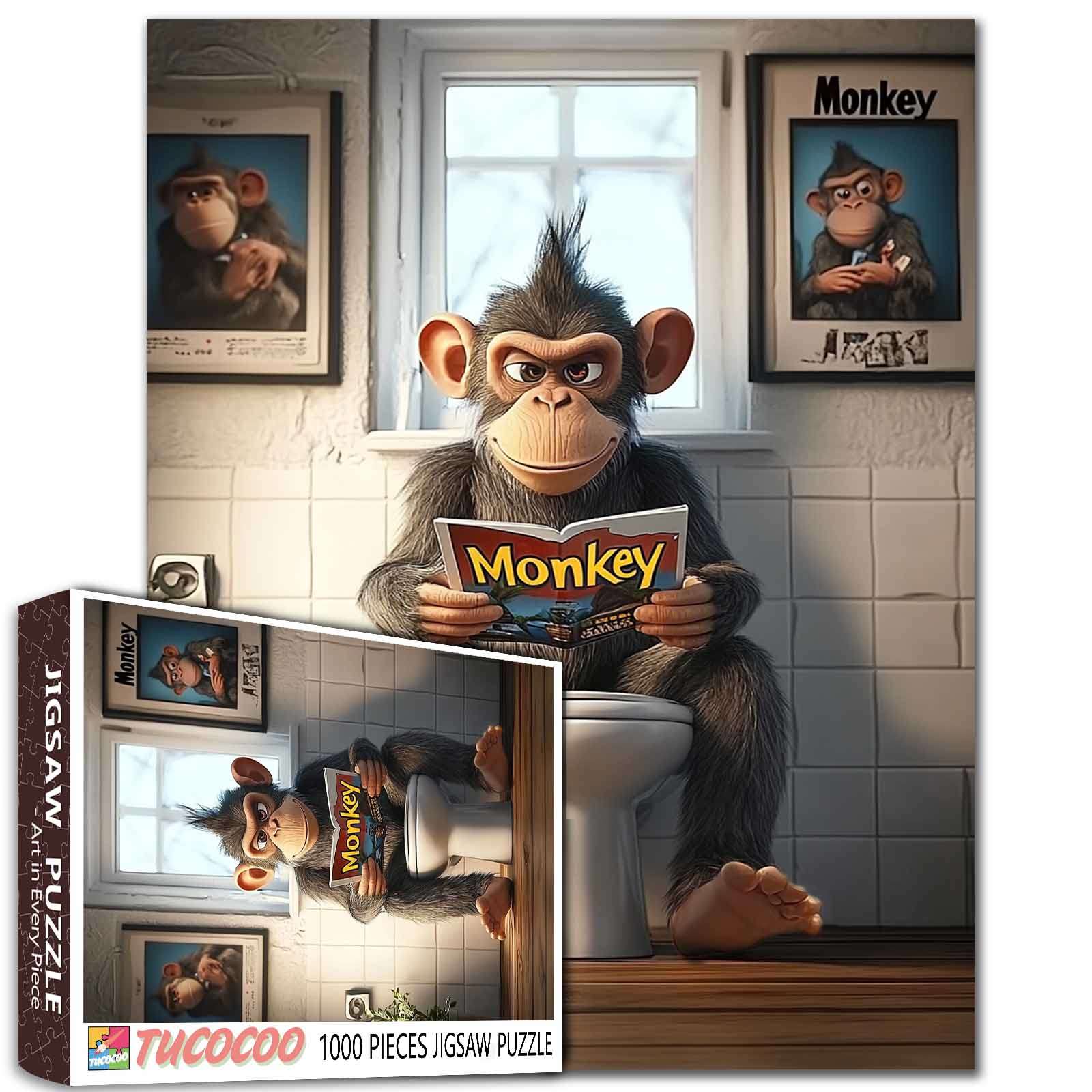 Cool Monkey on Toilet Jigsaw Puzzle – Tucocoo