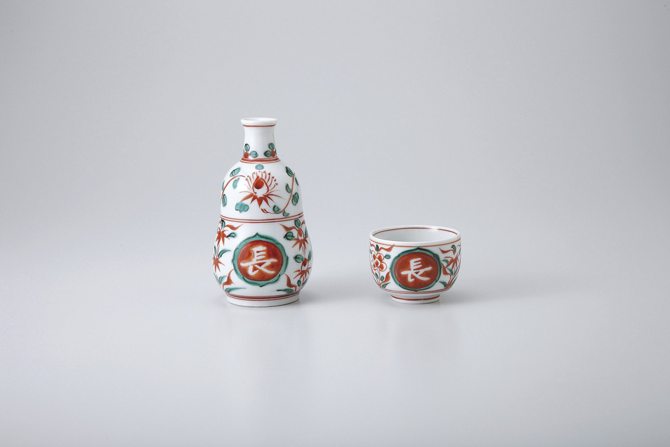 六代 高橋道八(1881-1941) 呉須赤絵 徳利 ニ客