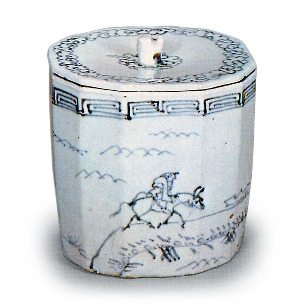 呉須十二角騎馬文水指 ごすじゅうにかくきばもんみずさし | 鶴田 純久