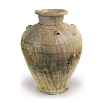 瀬戸 灰釉印花文四耳壺 | 鶴田 純久の章 お話