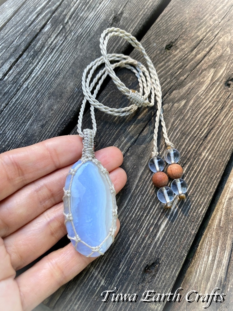 ストレス・緊張緩和・癒し効果】石全長4.3cm 大ぶり高品質ブルーレース