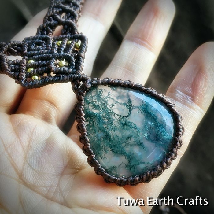 1点もの 大ぶり高品質アフリカ産モスアゲート・苔瑪瑙 デザイン