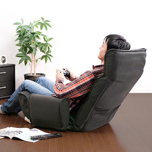 肘掛け付きハイバック座椅子 サイドポケット付き 低反発ウレタン