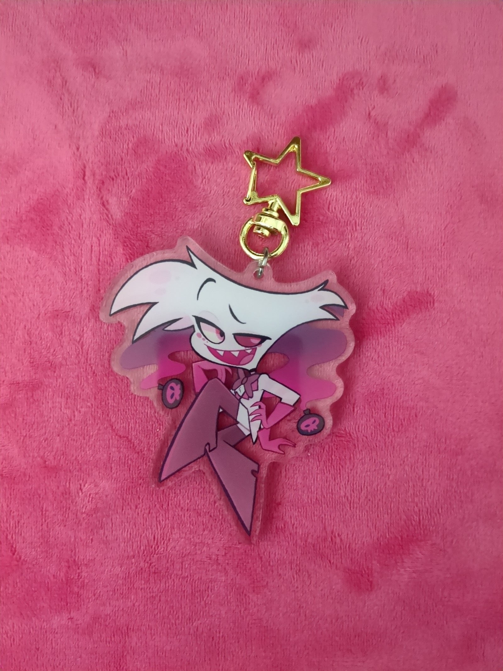 Unofficial hazbin hotel angel dust keychain | Mercari