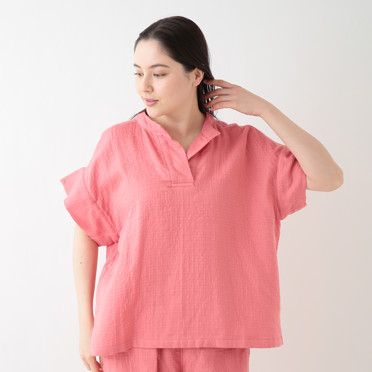 再値下げ】マシュマロガーゼ オープンカラープルオーバー（RTS12872