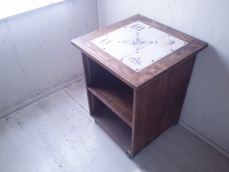 タイルトップ 移動式キッチンワゴン キャスター付 h850 w650 d650