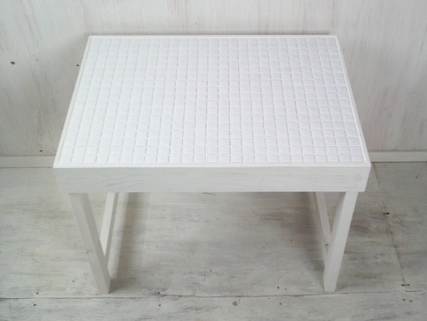 ナチュラルテイスト タイルトップ サイドテーブル h550 w720 d520