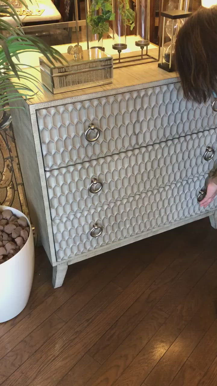 3段チェスト（グレー） リビング収納に差がつくおしゃれなホテルライク