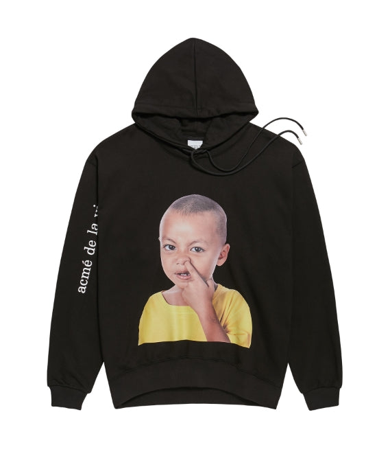 アクメドラビ(acme' de la vie) ADLV BABY FACE HOODIE BLACK YELLOW T